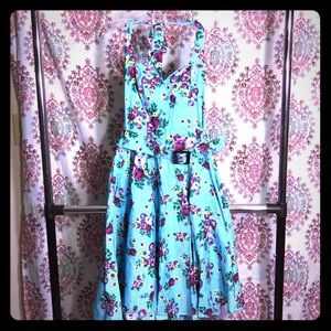 ModCloth teal and flower dress, size medium